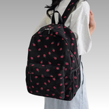 Urban Cord Strawberry Pack, ruime corduroy rugzak met aardbeienprint, perfect voor school en reizen.