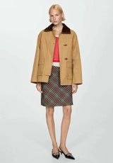 Marleau Jacket | Camel workwear jacket with corduroy collar and toggle closure