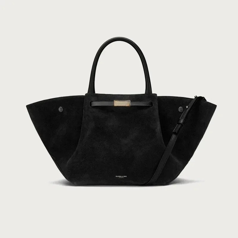 firenze suede tote large in black als handcarry mit stabilen henkeln