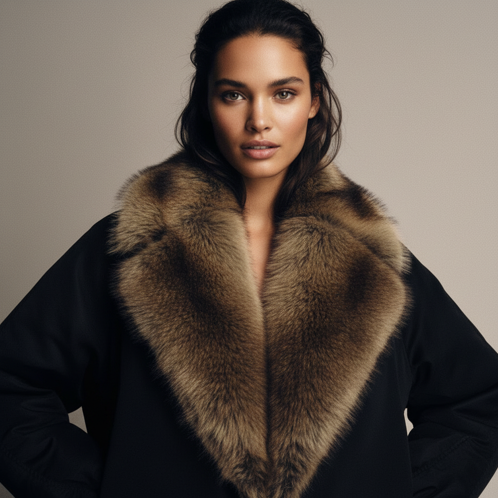 Eleonore bomberjack – detail imitatiebontkraag