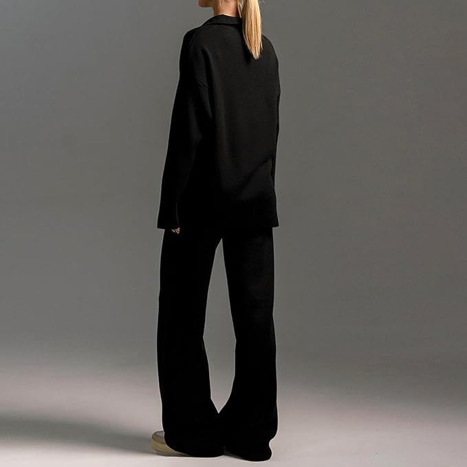 zwarte lounge set dames casual chic