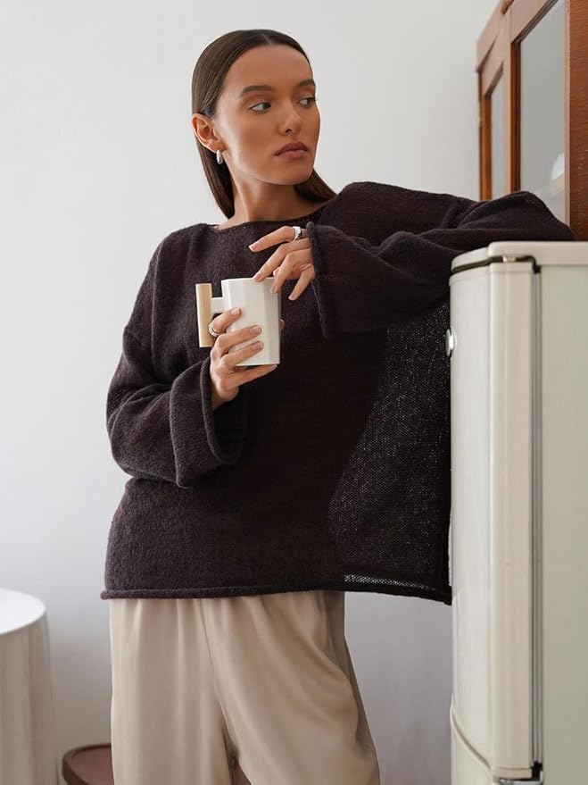 Elayne Knit | Luchtige Oversized Trui met Wijde Mouwen