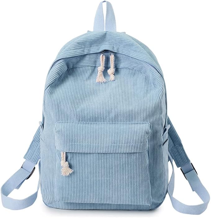Urban Cord Campus Pack, klassieke lichteblauwe corduroy rugzak voor school, sport en dagelijks gebruik.