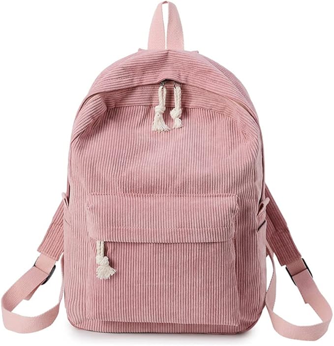 Urban Cord Campus Pack, klassieke roze corduroy rugzak voor school, sport en dagelijks gebruik.