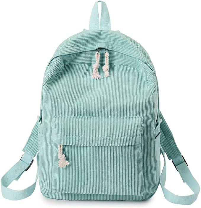 Urban Cord Campus Pack, klassieke lichtgroene corduroy rugzak voor school, sport en dagelijks gebruik.
