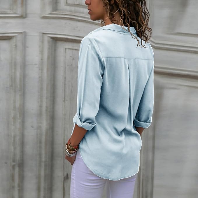 Naola | Luchtige Blouse met Knopen & Opgerolde Mouwen in 7 Kleuren