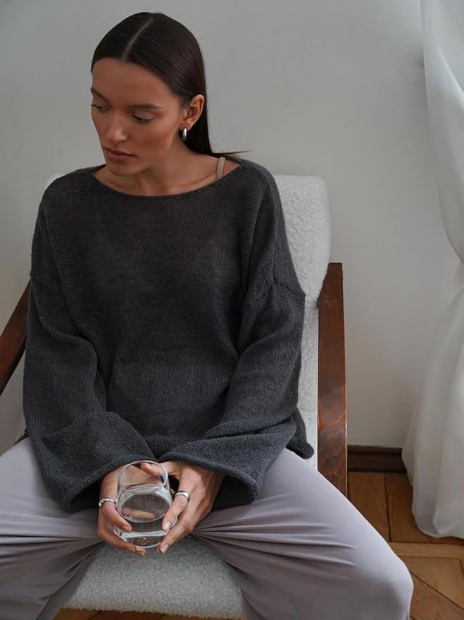 Elayne Knit | Luchtige Oversized Trui met Wijde Mouwen