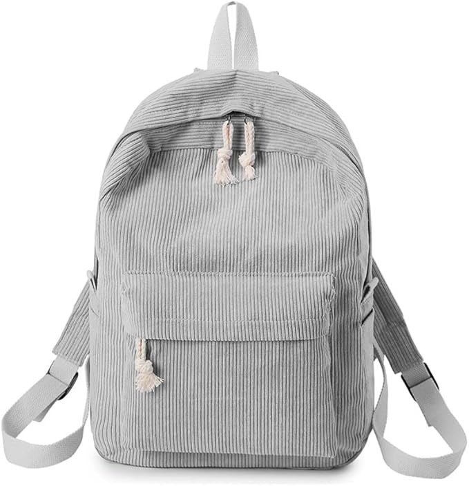 Urban Cord Campus Pack, klassieke lichtgrijze corduroy rugzak voor school, sport en dagelijks gebruik.