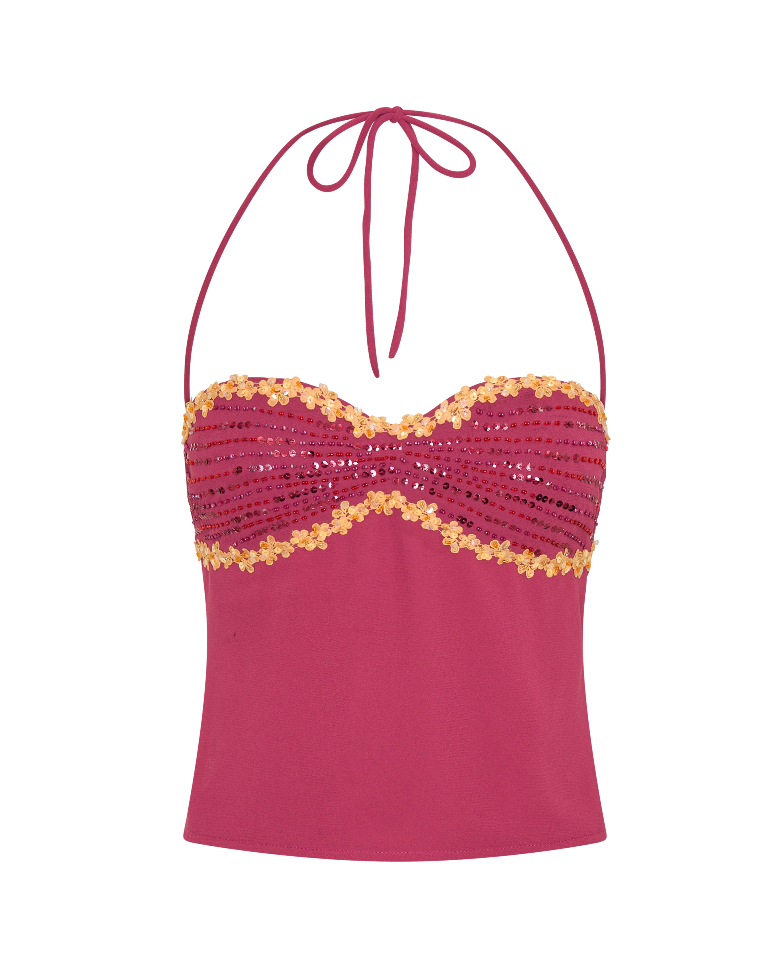 Veloura | Ensemble maxi 2 pièces avec détails en dentelle et top à bretelles halter
