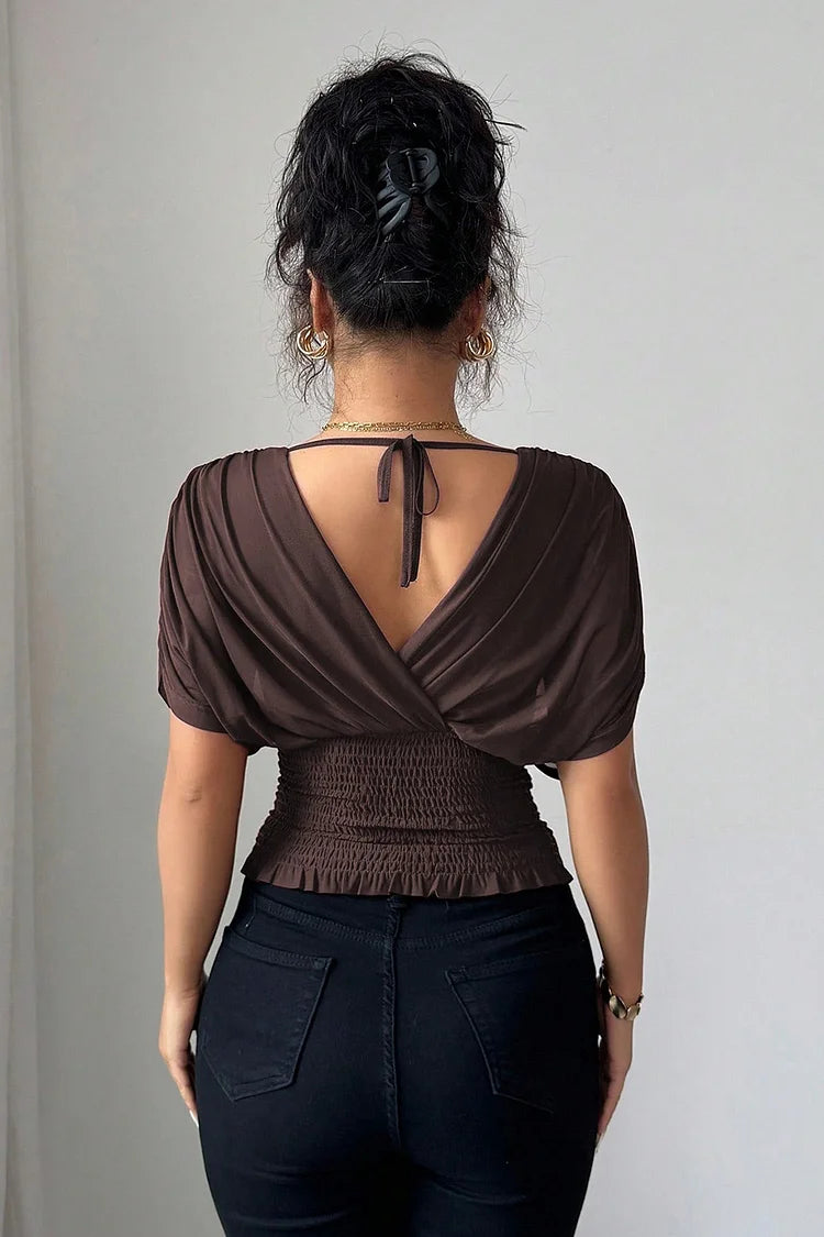 Celestine | Elegante Drapé Top met V-Hals & Tailleaccent