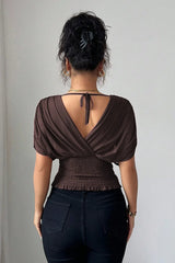 Celestine | Elegante Drapé Top met V-Hals & Tailleaccent