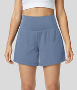 sportshort in blauw met telefoonvak