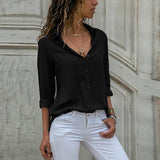 Naola | Luchtige Blouse met Knopen & Opgerolde Mouwen in 7 Kleuren