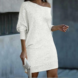 Lioré sequin jurk wit off-shoulder