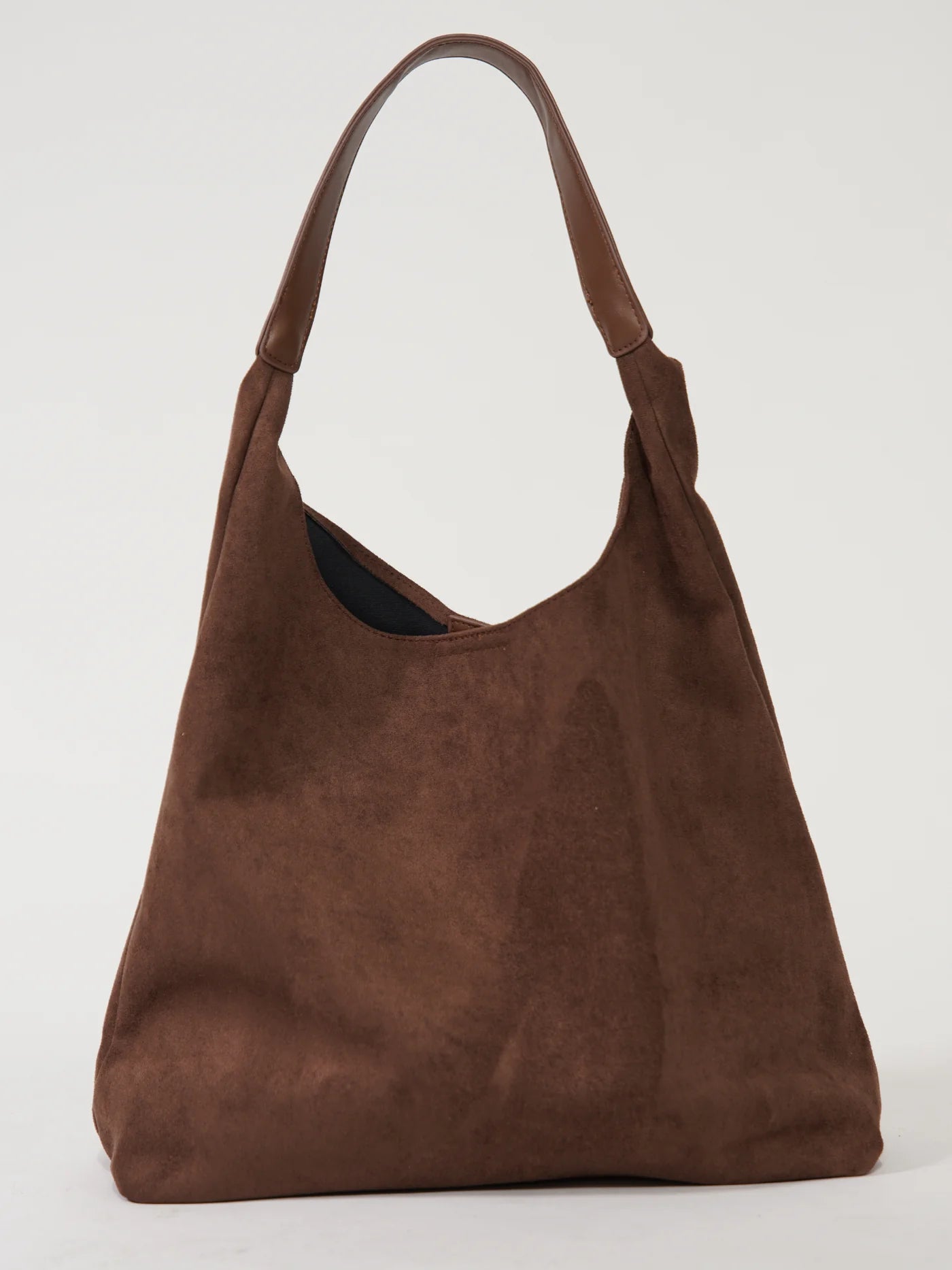 RetroSoft Suede Shoulder Bag – stijlvolle schoudertas van vegan suède met bijpassende clutch. 