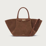 firenze suede tote large in coffee als handcarry met stevige handvatten