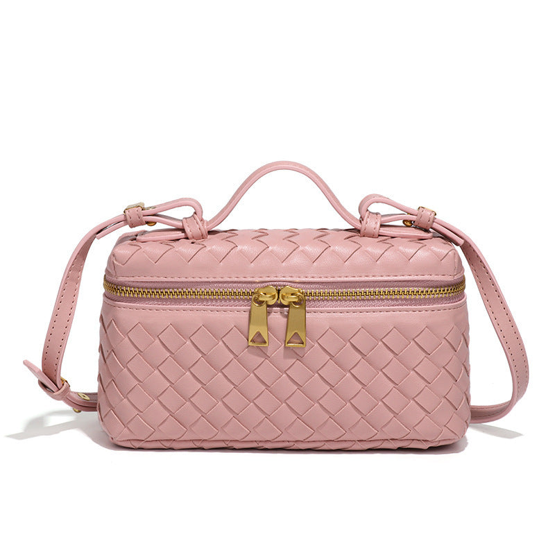 woven crossbody bag lichtroze