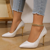 Hoge witte hakken voor vrouwen met goud detail