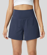 sportshort in donkerblauw met telefoonvak
