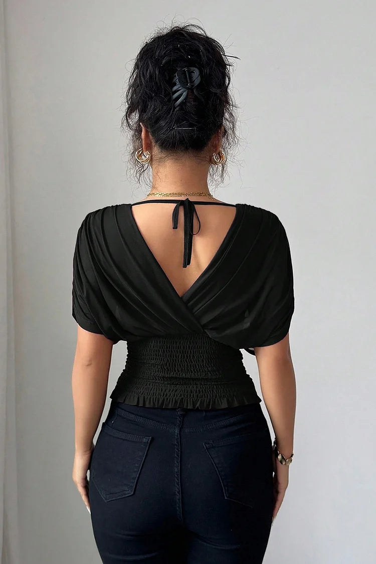 Celestine | Elegante Drapé Top met V-Hals & Tailleaccent