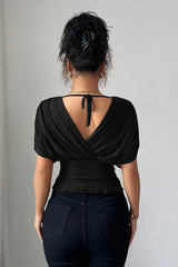 Celestine | Elegante Drapé Top met V-Hals & Tailleaccent