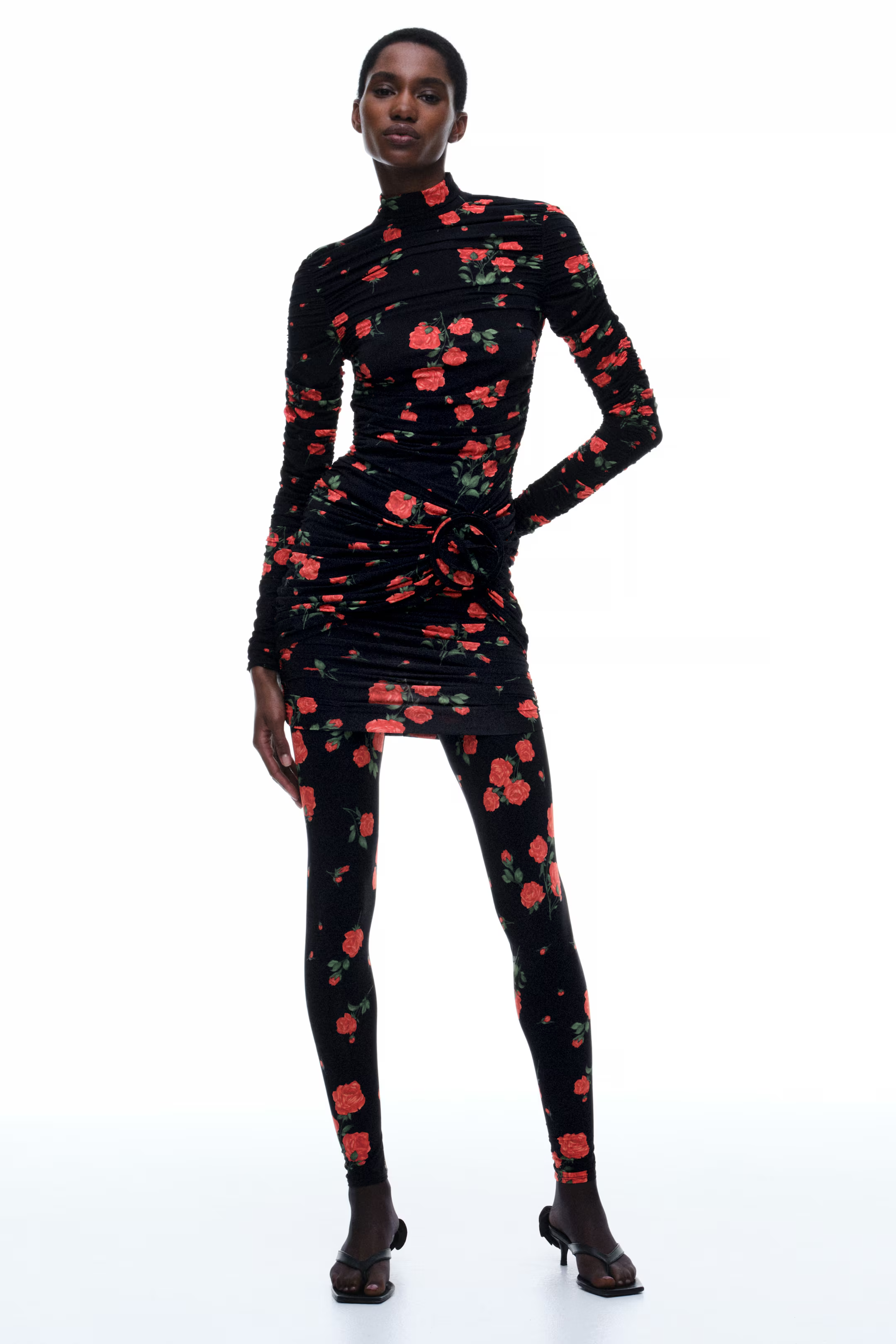 Roselyn jurk in roze en zwart
