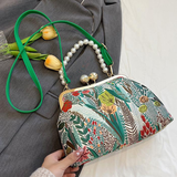 Pearl Blossom Clutch | Vintage Schoudertas met Bloemenprint