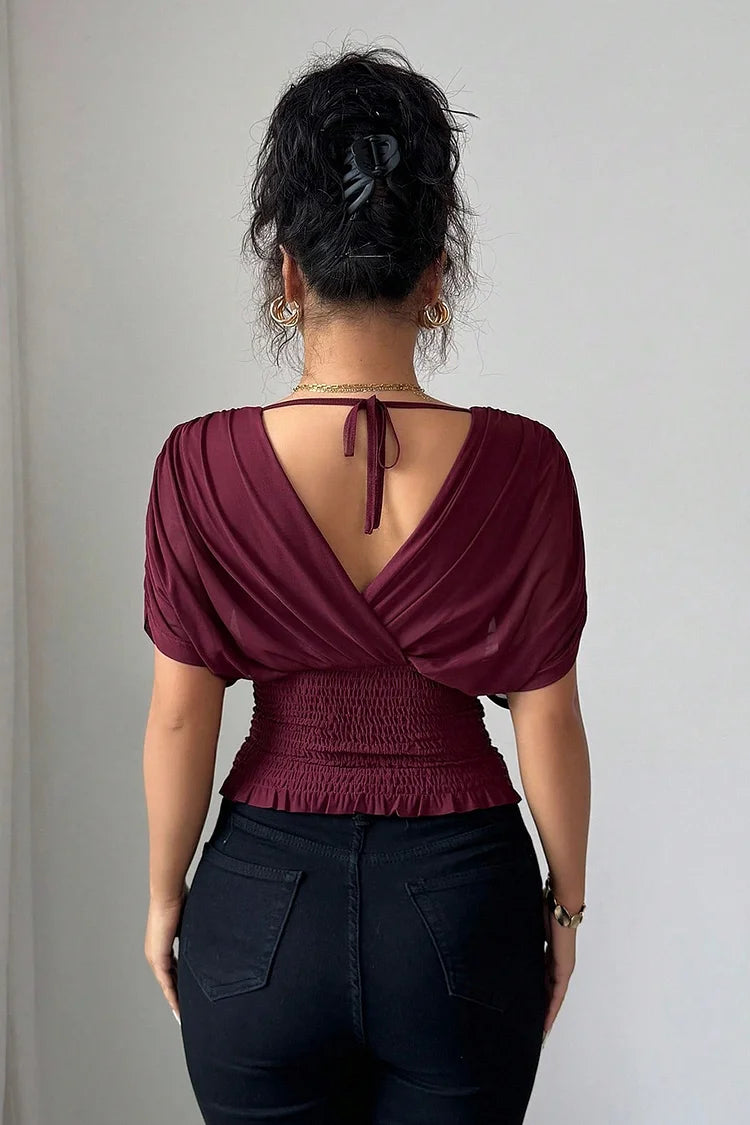 Celestine | Elegante Drapé Top met V-Hals & Tailleaccent
