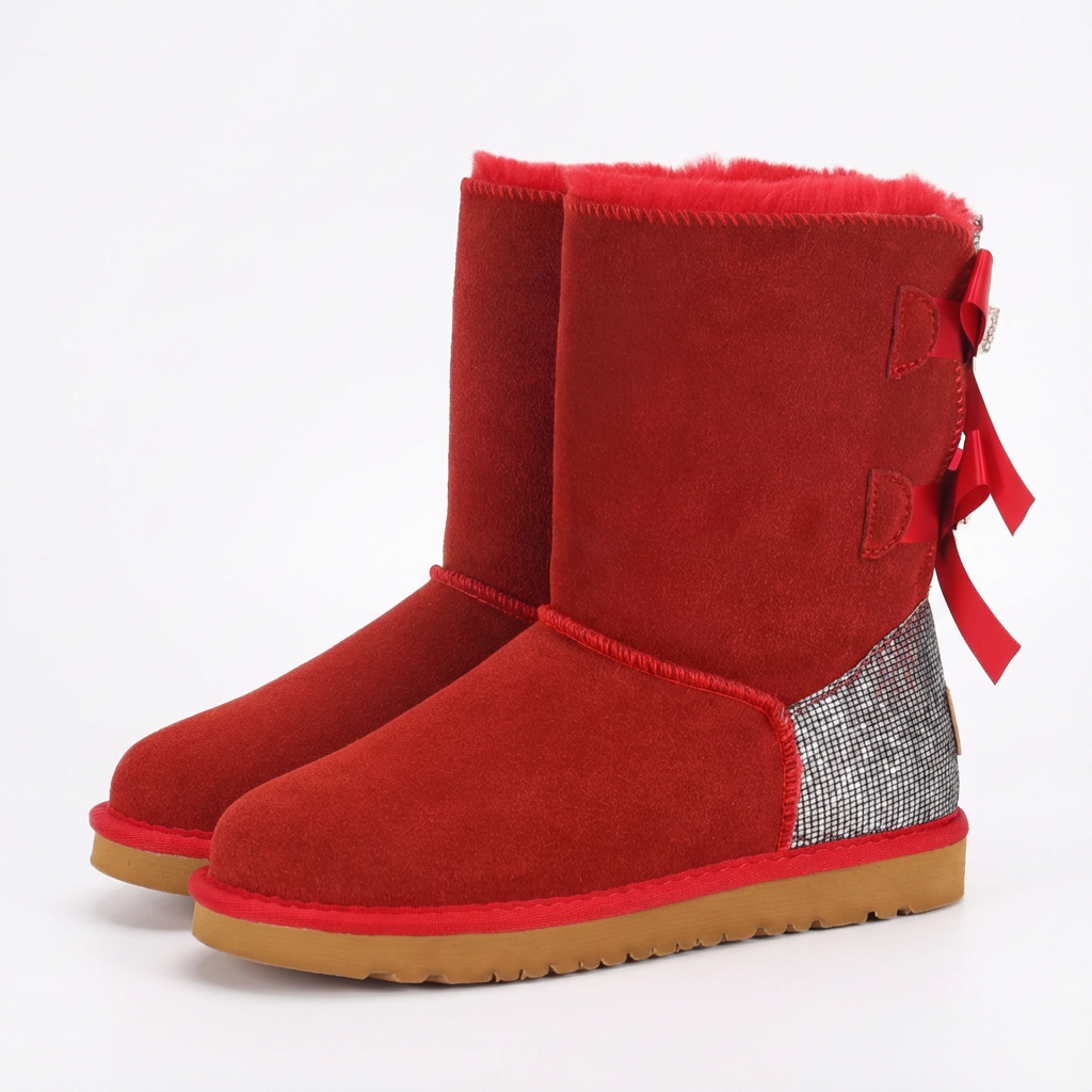Elodie Sparkle Bow Boots | Suede winterlaarzen met Strikjes, Glitters & Faux Fur