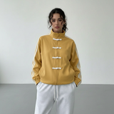 Yúmei Trainingsjacke | Retro-Sportjacke mit Knopfdetails, Schlaufen und Reißverschluss
