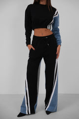 zwart witte trainingsset met denim mouw