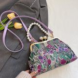 Pearl Blossom Clutch | Vintage Schoudertas met Bloemenprint