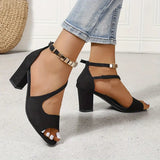 Marina | Elegante orthopedische sandalen met hak en gouden enkelband