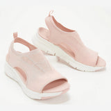 chunky knit mesh sandalen in pastelroze met dikke zool