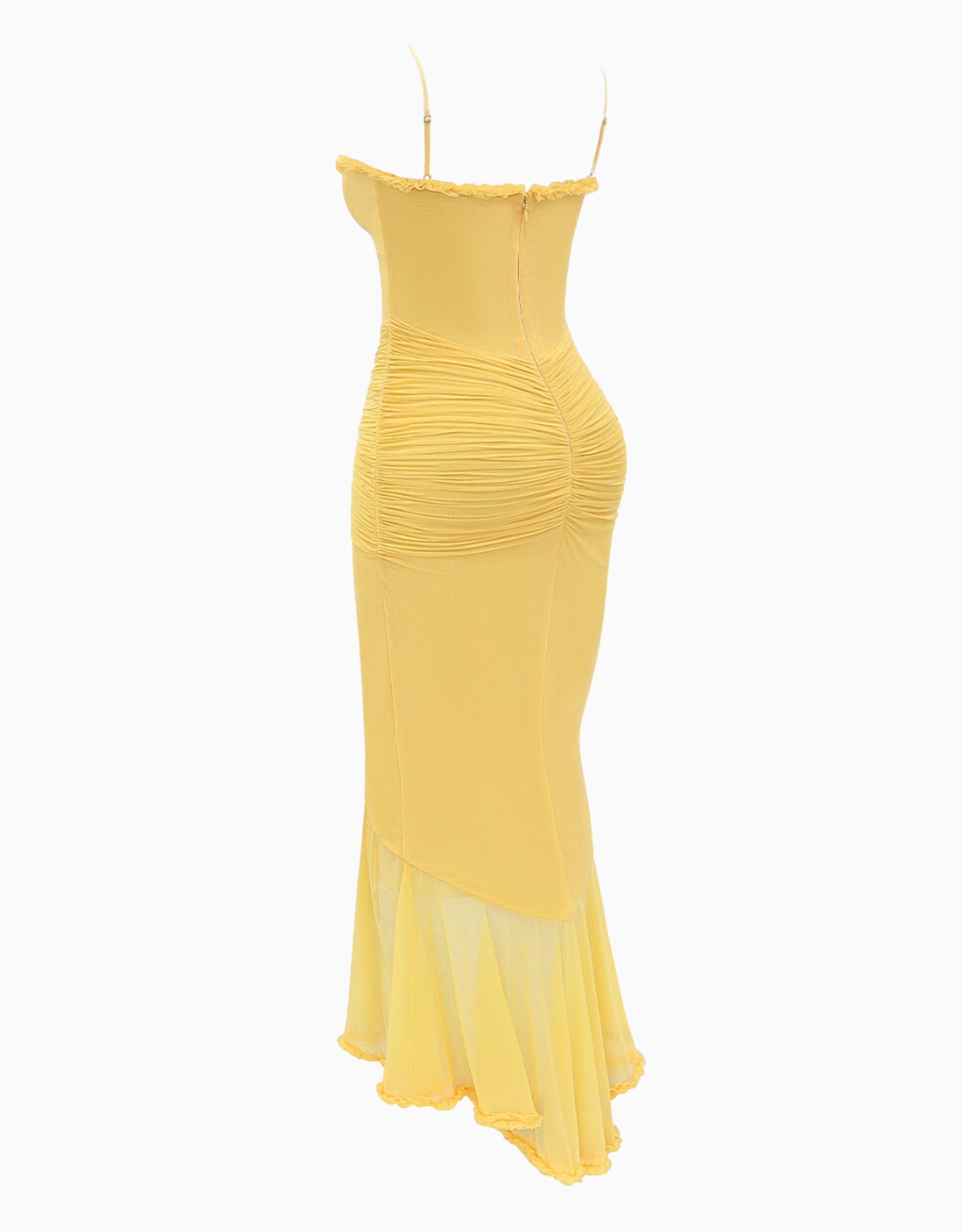 Soleil Ruffle Maxi Dress | Elegante Gele Maxi Jurk met Ruffles