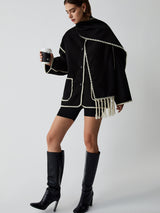 Serapha Scarf Coat | Cape-jas met geïntegreerde sjaal