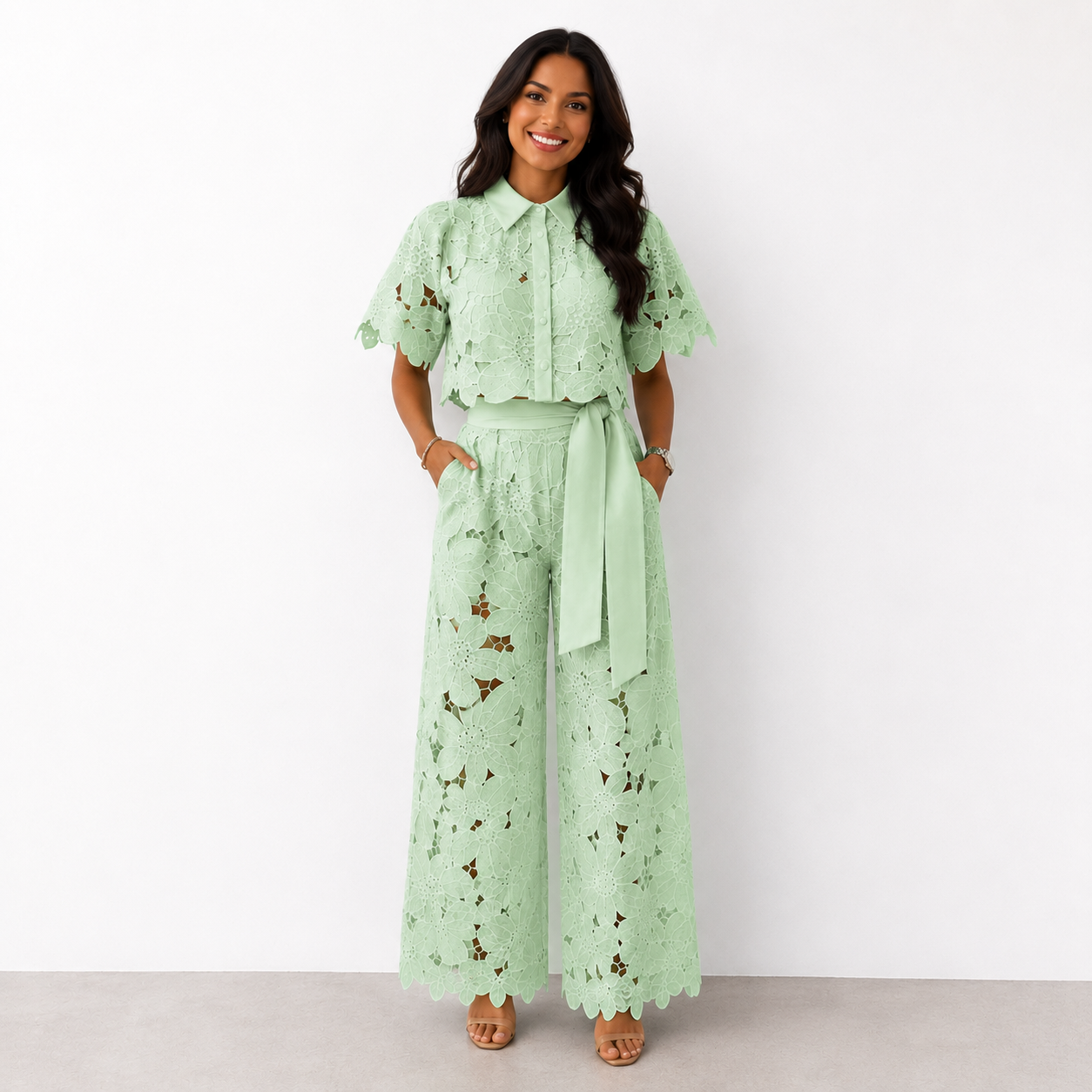 Marlene floral kant co-ord set dames