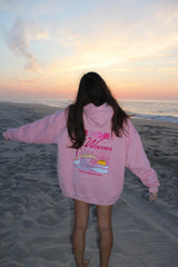 Solbelle hoodie roze achterkant met strandprint