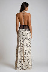 halter jurk met open rug en kant detail lange jurk dames