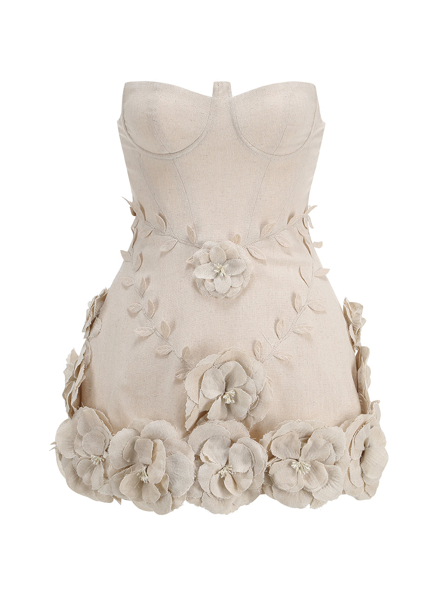 Eleanora | Strapless Flower Mini Dress