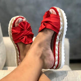 Meliore | Plateau Sandalen met Strikdetail en Jutezool