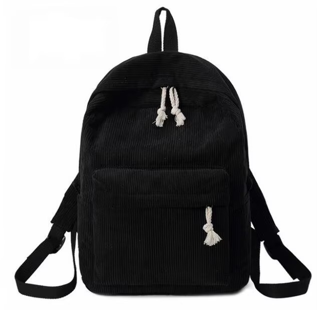 Urban Cord Campus Pack, klassieke zwarte corduroy rugzak voor school, sport en dagelijks gebruik.
