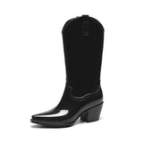 Velaya | Glanzende Regenlaarzen met Western Look & Hak