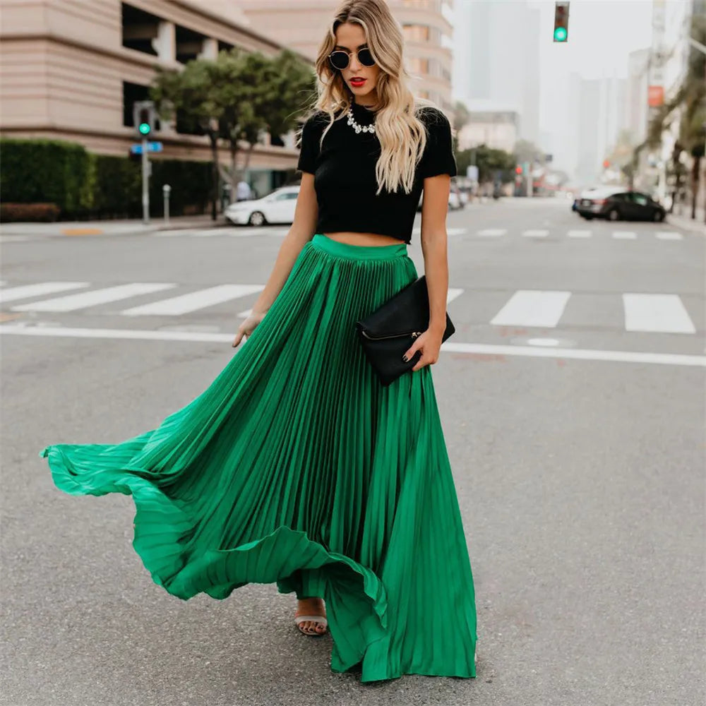 Eloura | Flowy Plissé Maxi Skirt