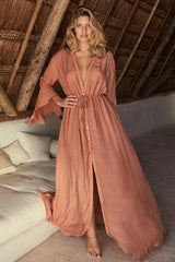 Serella Kimonojurk | Luchtige Maxi Cover-Up met Strikdetail voor Zomer & Strand