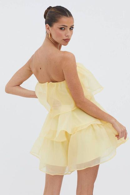 Lemonade Sky Jurk met ruches licht ademend materiaal