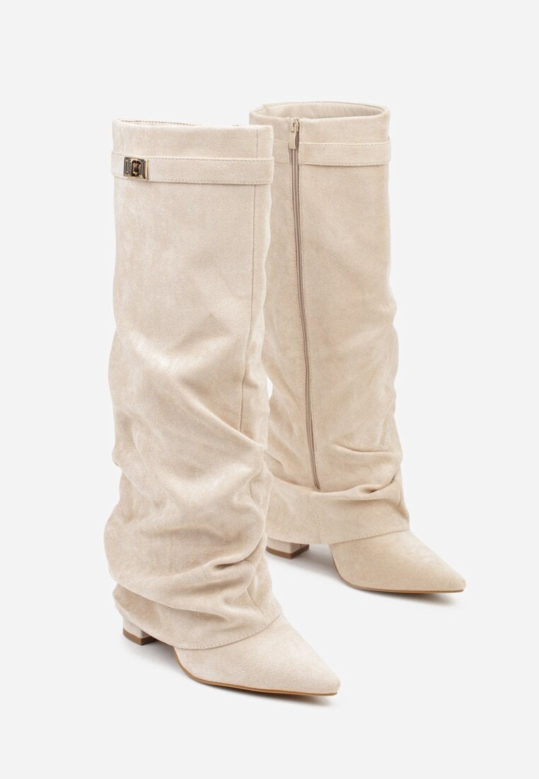 Marzella Slouch Boots | Plooilaarzen met Lage Hak & pointed toe