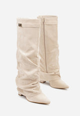 Marzella Slouch Boots | Plooilaarzen met Lage Hak & pointed toe