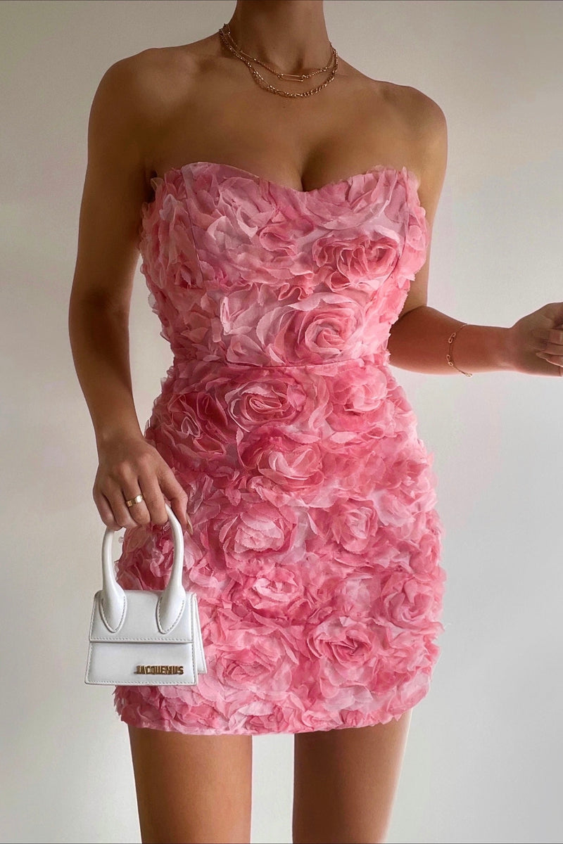 Rosabelle | Strapless 3D Bloemenjurk
