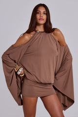 luxe mini jurk met statement mouwen dames